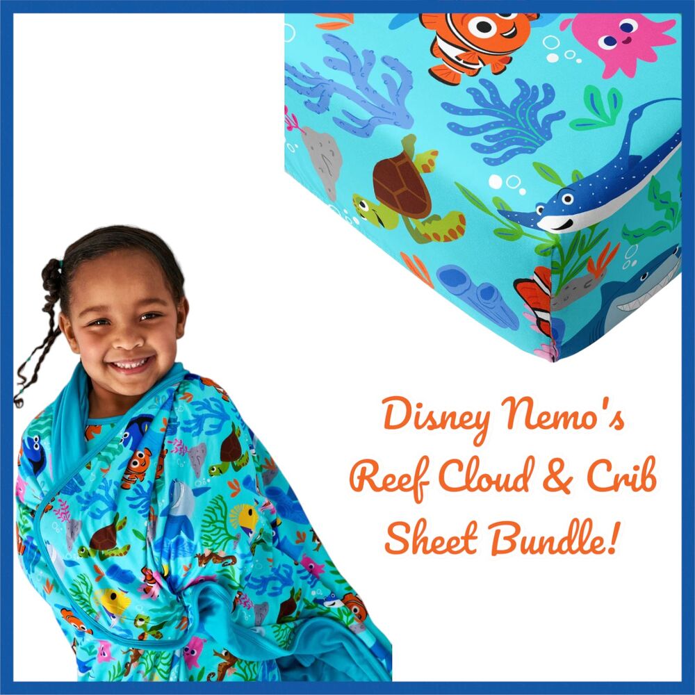 Little Sleepies Disney Nemo's Reef Cloud and Crib Sheet Bundle NIB